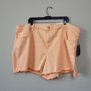 Universal‎ Thread Womens Orange Raw Hem Vintage Midi Denim Cut Off Shorts Sz 26W